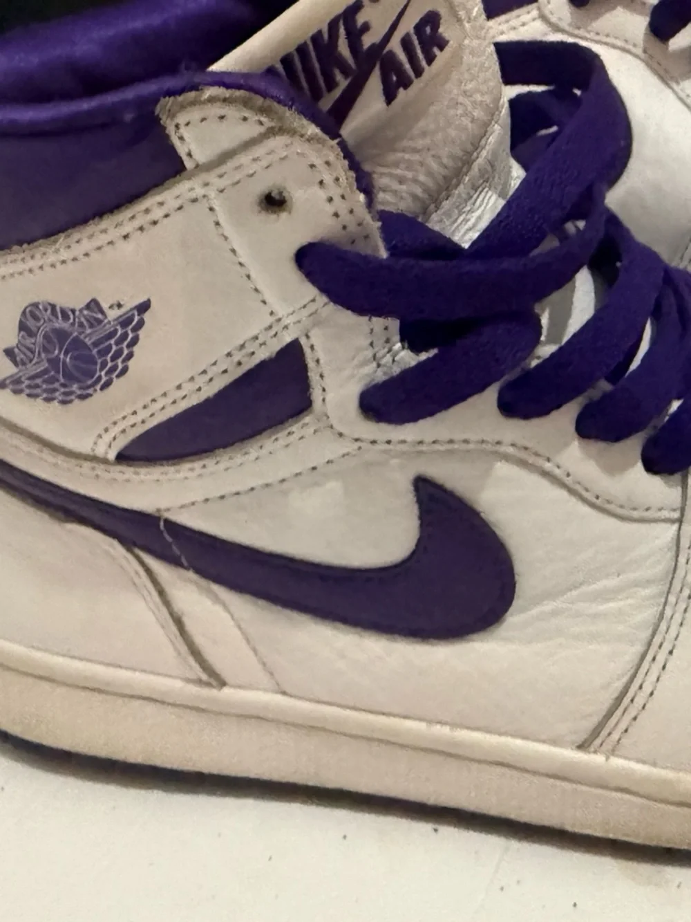 Nike Purple and White High-Top Sneaker Interior Detail